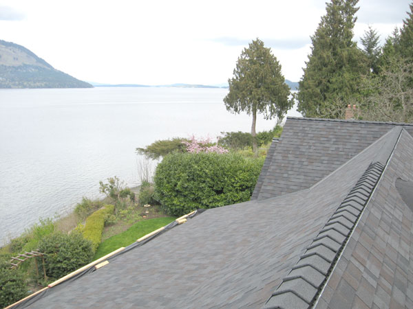   Asphalt shingle roof.